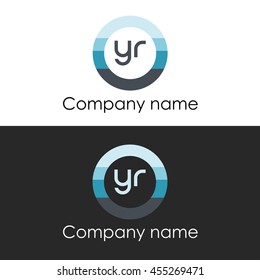 YR letter circle shape icon logo white blue