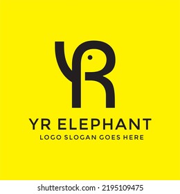 YR Letter elephant logo vector image