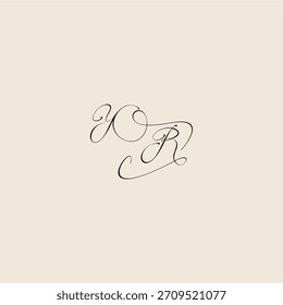 YR letter initial royal design minimalist style curve monogram elegant concept logo