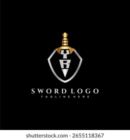 Monograma de lujo de la letra de YR para la Imagen del estilo del escudo y de la espada