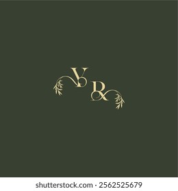 YR letter luxury wedding monogram organic leaf initial logo design concept