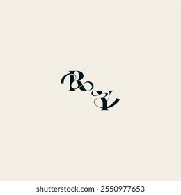 YR letter wedding monogram elegant fancy curve logo bold and hairline initial