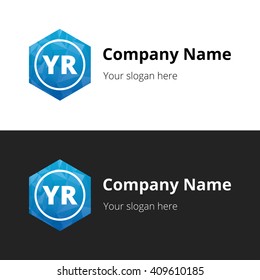 YR Letters , Abstract Polygonal Background Logo, design for Corporate Business Identity, Alphabet letter