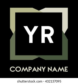 YR letters business logo creative  icon design template elements in abstract background logo, design identity in square with four colors, modern alphabet letters