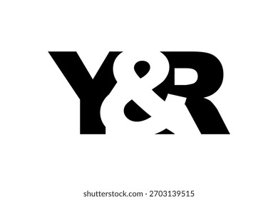 YR logo design in bold style. Black white identity symbol. Modern typography emblem. Corporate branding icon. Minimal business template.