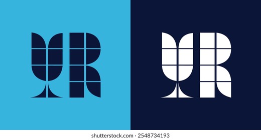 YR design logotipo com forma de azulejo. Design de ilustração vetorial minimalista e moderno adequado para negócios ou marca