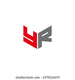 YR Logo Letter Initial With Red and Grey Colors