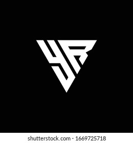 YR Logo letter monogram with triangle shape design template isolated on black background