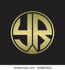 YR Logo monogram circle with piece ribbon style on gold colors