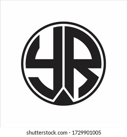YR Logo monogram circle with piece ribbon style on white background