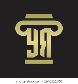 YR Logo monogram with pillar style design template with gold colors