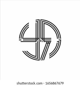 YR Logo monogram triple ribbon style line design template isolated on white background
