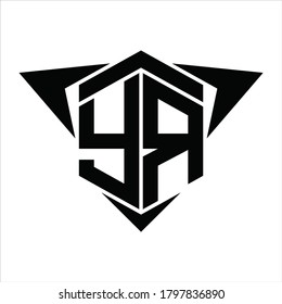 YR Logo monogram with wings arrow around design template on white background