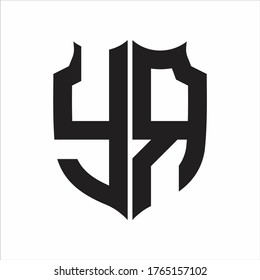 YR Logo Shield style Monogram design template on white background