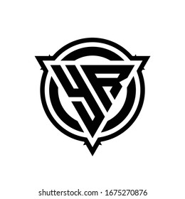 YR logo with triangle shape and circle with outline rounded design template isolated on white background