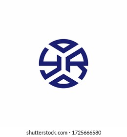 YR monogram logo with abstract shapes in modern style design template