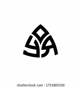 YR monogram logo with modern triangle style design template isolated on white background