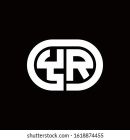 YR monogram logo with an oval style on a black background
