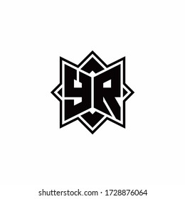 YR monogram logo with square rotate style outline design template