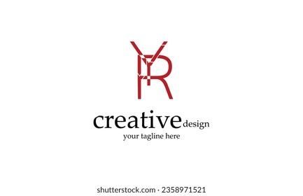 YR RY red creative minimal logo design.