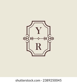 YR vintage wedding initial logo in high quality professional design that will print well across any print media