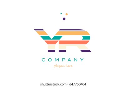yr y r alphabet letter logo colors colorful line stripe font creative text dots company vector icon design template