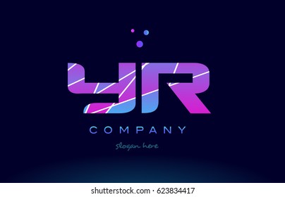 yr y r  creative color blue background pink purple magenta alphabet letter company logo vector icon