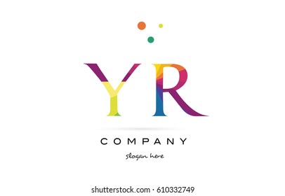 yr y r  creative rainbow colors colored alphabet company letter logo design vector icon template