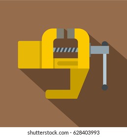 Yrllow vise tool icon. Flat illustration of yrllow vise tool vector icon for web on coffee background