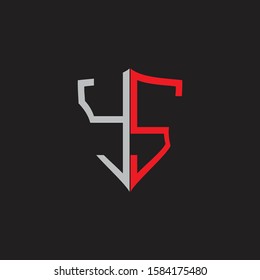 YS Abstract logo monogram with shield elements isolated on black background