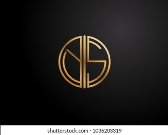YS circle Shape Letter logo Design in gold color
