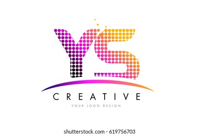 YS Dots Letter Logo Design with Magenta Bubble Circles and Swoosh