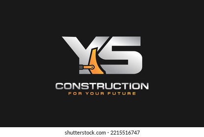YS Dozer logo vector for construction company. Heavy equipment template vector illustration for your brand.