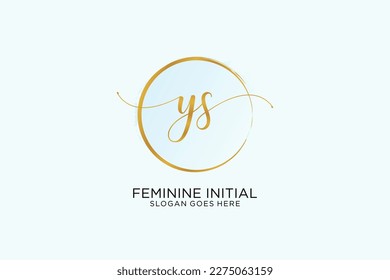 YS handwriting logo with circle template vector signature, wedding, fashion, floral and botanical with creative template.