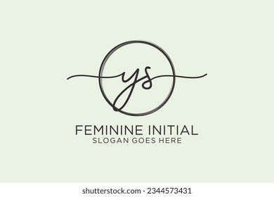 YS handwriting logo with circle template vector logo of initial signature, wedding, fashion, floral and botanical with creative template.
