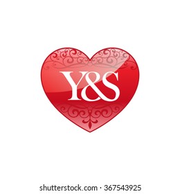 Y&S initial letter logo with ornament heart shape