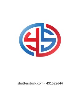 YS initial letters looping linked ellipse logo red blue