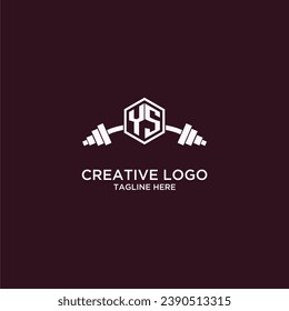Monograma inicial de YS para equipos o logotipo de gimnasio con diseño de escudo creativo y barbacoa