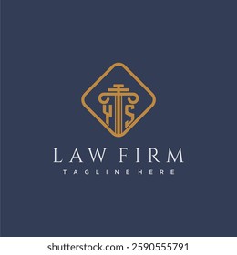 YS initial monogram logo for lawfirm with pillar in creative square design