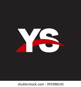 YS initial overlapping swoosh letter logo white red black background
