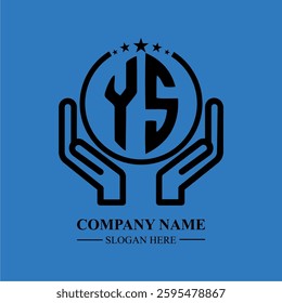 YS initials held within hands, symbolizing trust and protection. The circle represents unity, while stars highlight excellence and ambition.