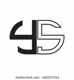YS Letter logo monogram with oval shape negative space design template white background