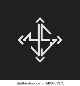 YS Logo Abstrac letter Monogram with Arrow in every side isolated on black background