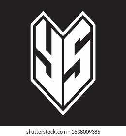 YS Logo monogram with emblem line style isolated on black background