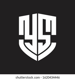 YS Logo monogram with emblem shield shape design isolated on black background