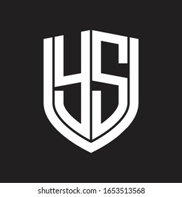 YS Logo monogram with emblem shield design isolated on black background