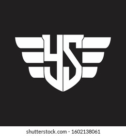 YS Logo monogram with emblem and wings element design template