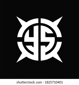 YS Logo monogram with four pieces circle slice design template on Black Background