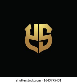 YS logo monogram with gold colors and shield shape design template