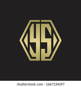 YS Logo-Monogramm mit hexagonaler, abgerundeter Design-Vorlage mit goldener Farbe